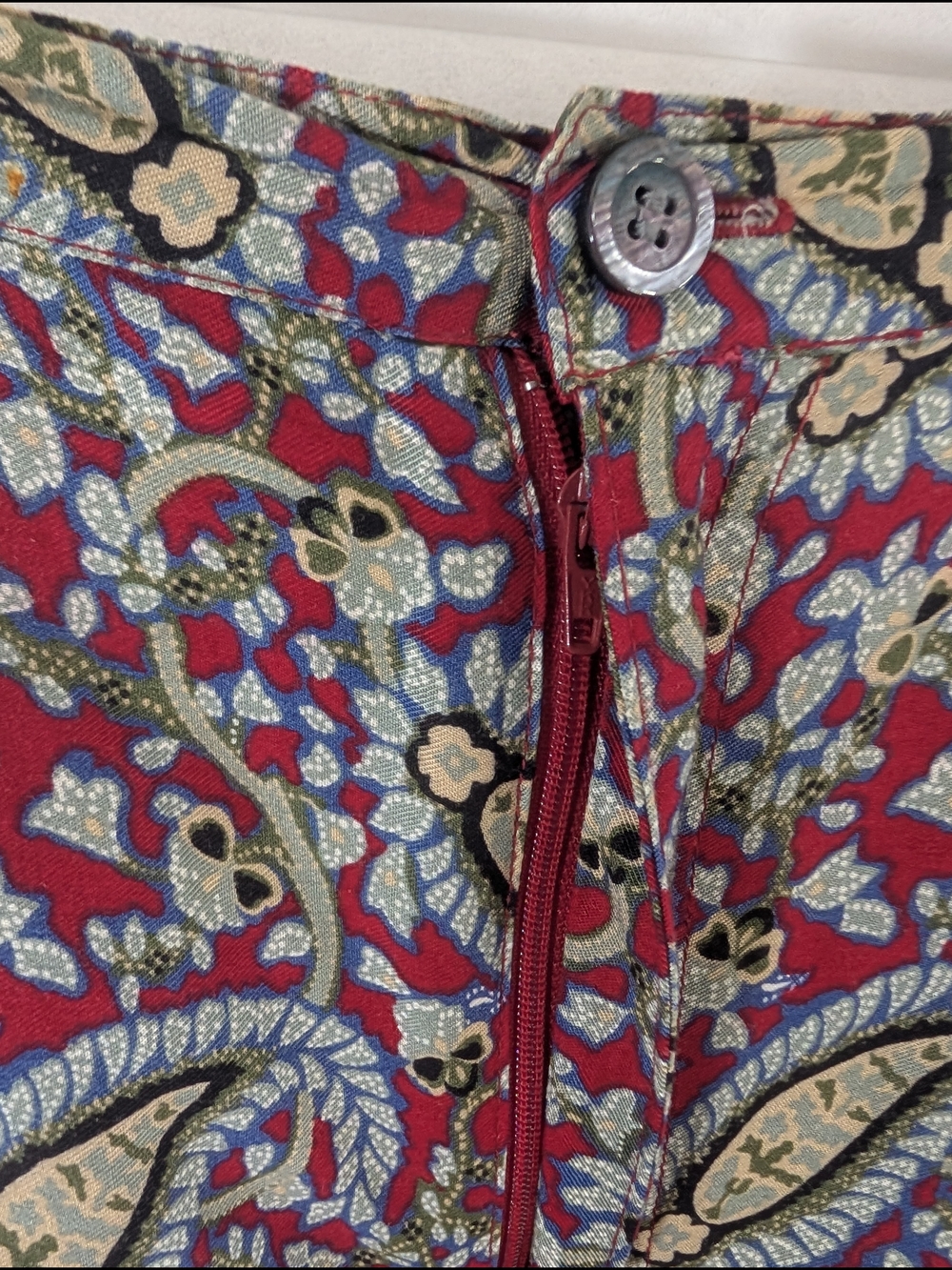 Crazy Horse Liz Claiborne Paisley Knee Length Skirt Boho 90s Vintage Size 12 - Picture 7 of 9